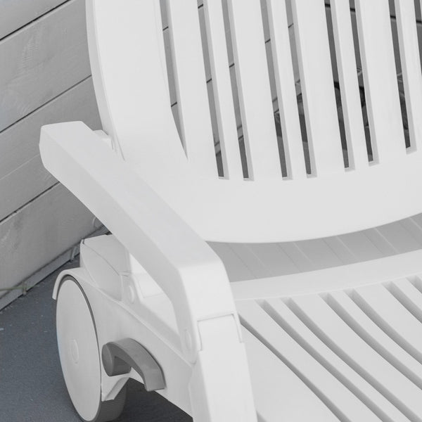 English Elm Outsunny Adjustable Outdoor Chaise Lounge Chair With Wheels, Storage Box & Quick Assembly For Relaxation W2225P174093-GIGA