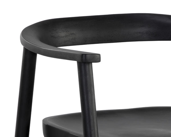 Sunpan Jeremy Mid-Century Dining Armchair - Exquisite Acacia Wood Craftsmanship for Timeless Elegance Black