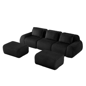 English Elm 114" Oversized U-shaped Sectional Sofa Flannelette Modular Living Room Couch with Ottoman W714S01534