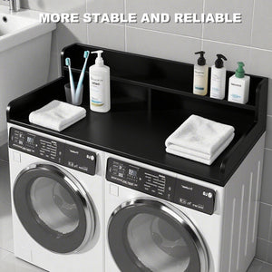 English Elm 2-Tier Washer and Dryer Countertop 54" x 27.5" Laundry Topper with 2.75" Guard – Durable Folding Station Black W3101P352112