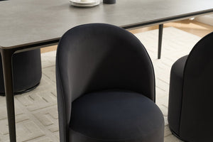 English Elm Set Velvet Swivel Barrel Accent Chair Mid Century Ergonomic Seat for Dining Vanity Dark Grey W3244P308286