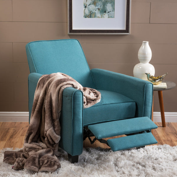 English Elm Christopher Knight Home® - Teal Linen Push Back Chair with Ergonomic Plush Padding, Breathable Upholstery, Durable Frame - Stylish Recliner for Living Room Comfort 52422.00FDTE