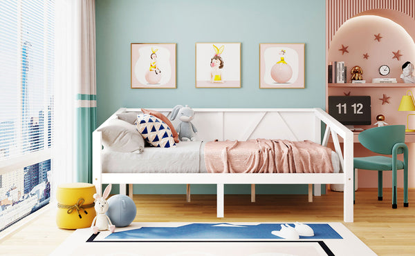 English Elm Twin Daybed Frame Solid Pine Sofa Bed for Guest Room Studio or Teen Bedroom White N708P266726K