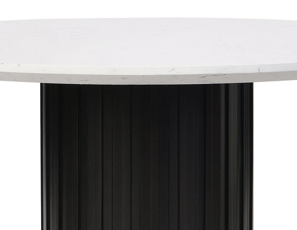 English Elm Jaramillo Round Dining Table with 42mm Engineered Marble Top, Black Single Pedestal, 100lb Limit B2726S00508