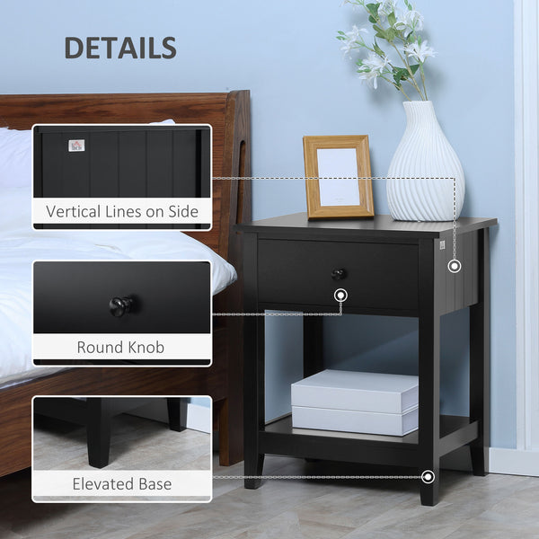 English Elm HOMCOM Modern 2-Tier End Table with Drawer & Open Shelf, Compact Bedroom Living Room Nightstand (95) W2225P173884