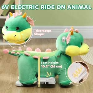 English Elm Qaba Triceratops Toddler Ride on Toy 6v Battery Powered Dinosaur Car with Music W2225P249819