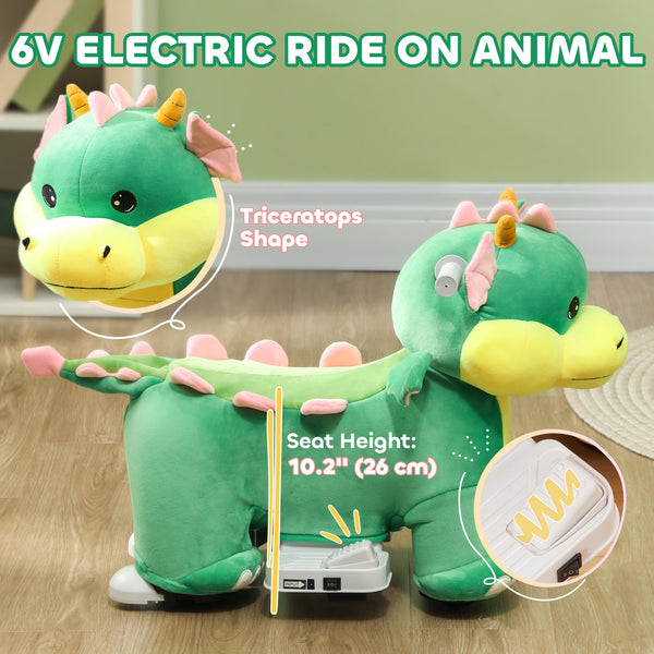 English Elm Qaba Triceratops Toddler Ride on Toy 6v Battery Powered Dinosaur Car with Music W2225P249819