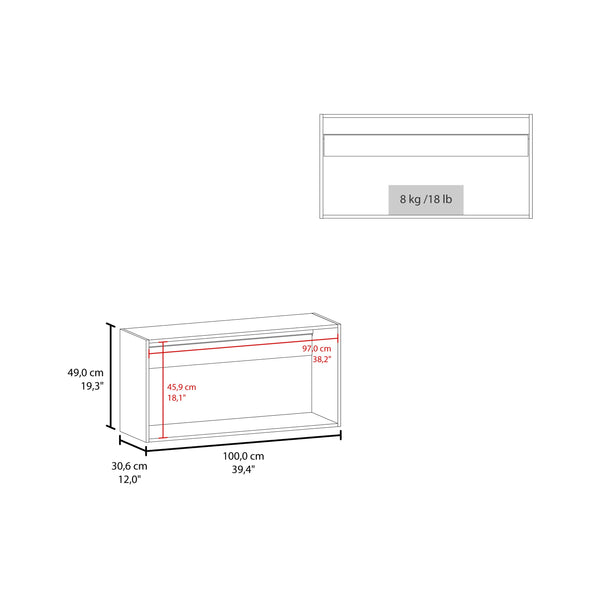 English Elm Zurich Wall Cabinet Double Door Wide with One Shelf, Light Gray MDF, Space-Saving Bardolino Finish B200P335340