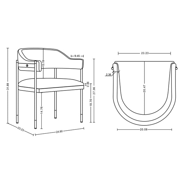 English Elm Lia Metal Chenille Armchair with Brushed Gold Accents, Floating Back Design, Luxurious Comfort Grey B365P397747