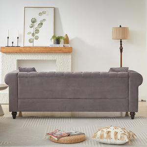 English Elm Fx Chesterfield Sofa Hand Tufted Tech Fabric Three Seat Living Room Couch Grey W1926S00117