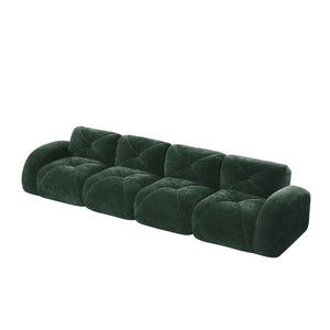 English Elm 140''soft Velvet Modular Cloud Sofa Tufted Plush Seating for Living Room or Home Theater Green W714S01615