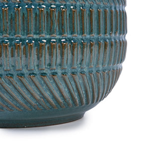 English Elm 3 Pieces Ceramic Flowerpot Set - Handcrafted Antique Navy Blue Planters For Garden, Patio & Home W3273P322001