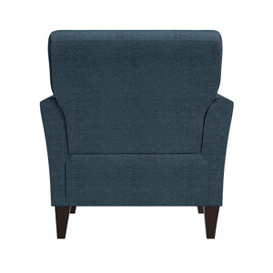 English Elm Dorset Barrel Accent Chair Velour Upholstery Solid Legs Compact Living Room Seating Blue B127P495069