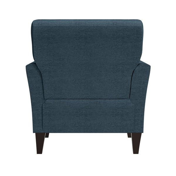 English Elm Dorset Barrel Accent Chair Velour Upholstery Solid Legs Compact Living Room Seating Blue B127P495069