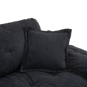 English Elm 84" Chenille Sofa Loveseat with Memory Foam & Pocket Springs, Plush Dual-Layer Comfort, Sturdy Frame Black W676S00009
