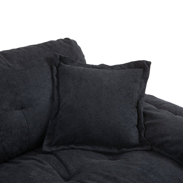 English Elm 84" Chenille Sofa Loveseat with Memory Foam & Pocket Springs, Plush Dual-Layer Comfort, Sturdy Frame Black W676S00009