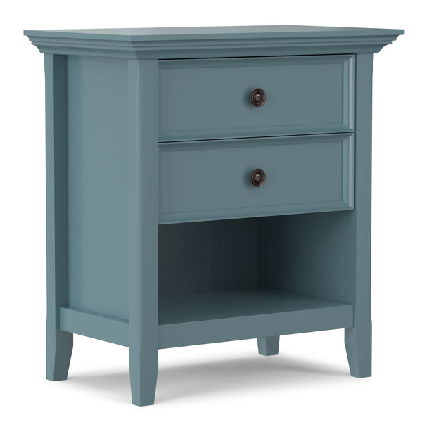 English Elm Amherst French Blue Solid Wood Nightstand with Open Shelf and Bronze Hardware B136P488703