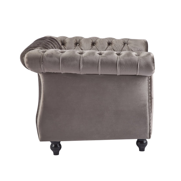 English Elm Christopher Knight Home® - Chesterfield Velvet Club Chair with Button-Tufted Diamond Stitch, Nailhead Trim, Solid Wood Frame N776P309421D
