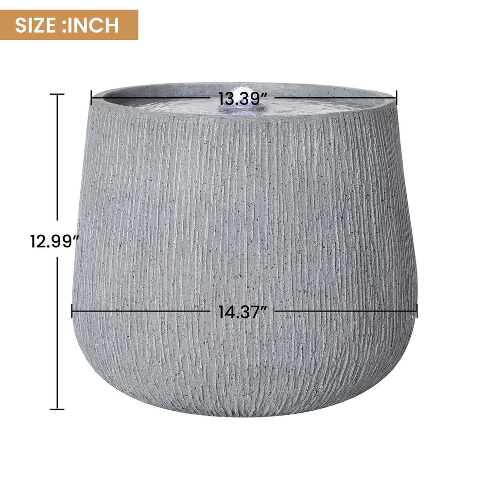 English Elm 12.99"h Gray Polyresin Bowl Fountain with Led Glow for Patio Tabletop Decor N765P355060G