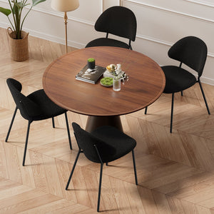 English Elm Set of 4 Upholstered PU Leather Dining Chairs with Curved Backrest and Slim Metal Legs for Stylish Homes Black W3010P291312