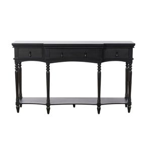 English Elm [video] Solid Pine Console Table Ornate Carved Legs Copper Hardware Soft-close Drawers Black N759P433566B