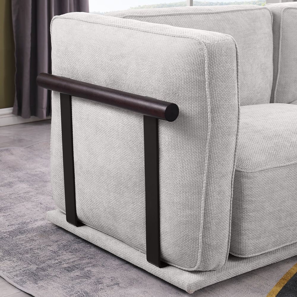 English Elm 102 Inch Linen Modular Sectional Sofa with Hidden Storage and Cloud Cushion Comfort W1099S00181