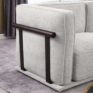 English Elm 102 Inch Linen Modular Sectional Sofa with Hidden Storage and Cloud Cushion Comfort W1099S00181