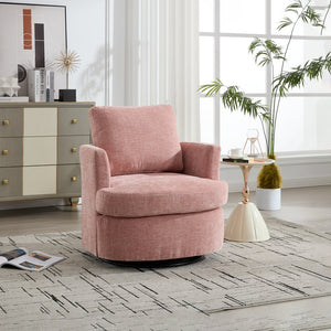 English Elm swivel Chenille Upholstered Office Chair with Metal Turntable, Breathable Durable Wood Frame for Comfort and Style Pink W2120P322756
