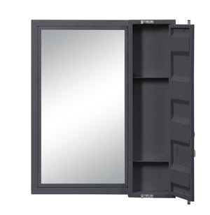 English Elm Cargo Gunmetal Finish Vanity Mirror with 16x29 Clear 5mm Glass, Industrial Metal Frame, Lockable Storage B2726P263376