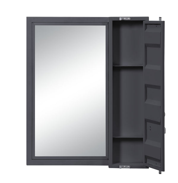 English Elm Cargo Gunmetal Finish Vanity Mirror with 16x29 Clear 5mm Glass, Industrial Metal Frame, Lockable Storage B2726P263376