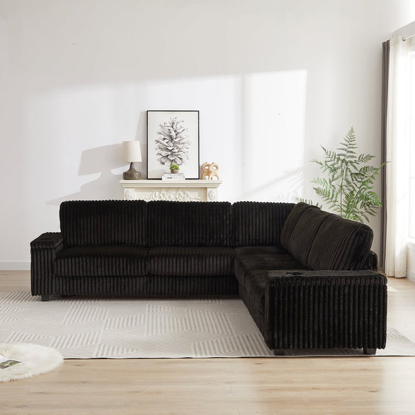English Elm Chenille Cloud Sofa with Quilted Seat and Piano Key Backrest for Modern Living Rooms W834S00648