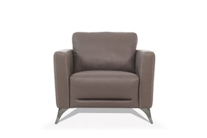 English Elm Malaga Italian Genuine Leather Accent Chair with Chrome Legs for Modern Living Taupe B2726P496934