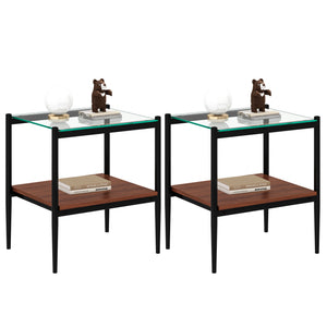 English Elm Coffee Table And End Tables Set Of 3 - Modern Tempered Glass With Mdf Shelf For Stylish Living Room W241S00053