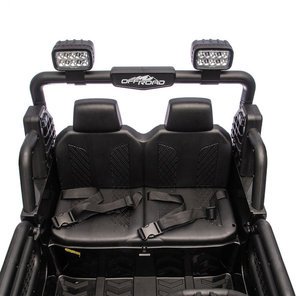English Elm 24v Dual Motor Two Seat Kids Electric Ride on Car with Remote Control and Bluetooth Audio Black W1578P305897