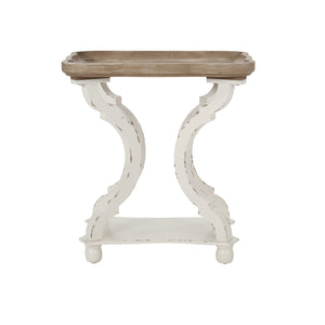 English Elm Christopher Knight Home® - End Hourglass Accent Table with Lipped Rectangular Top, French Country Firwood Charm and Elegance Natural+White N771P223027Y