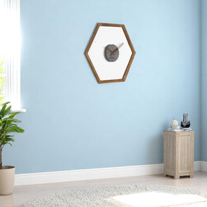 English Elm Tuva Hexagonal Wall Clock with Solid Wooden Frame — Minimalist Modern Design, Easy-to-Read Face Yellow B029P331487