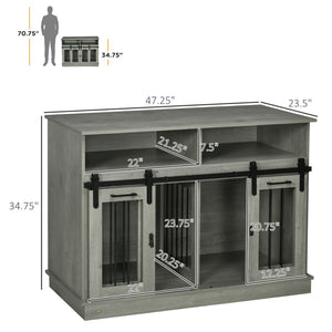 English Elm Pawhut Stylish Dog Crate Furniture & Storage Console For Large Dogs Or Two Small Pets, Gray Finish W2225P217163-GIGA