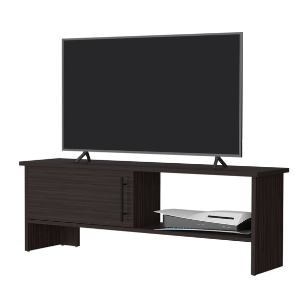 English Elm Rock Brenton TV Stand with Concealed Cabinet and Open Shelf for Media Devices, Durable Finish Walnut 53.5 L x 17.3 W x 4 H B128P263718