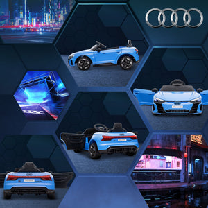 English Elm Aosom Licensed Audi 12v Electric Ride on Toy Car with Remote Suspension and Lights Blue W2225P229676
