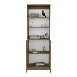 English Elm Home 2-Door Bookcase Beige – Modern MDF Storage Cabinet with Dual Doors, Multi-Tier Shelves, Versatile Room Use B200P335317