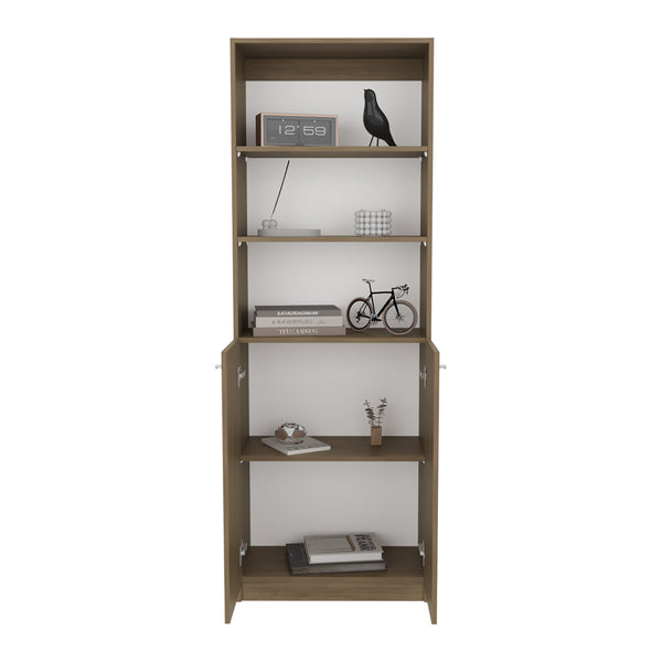 English Elm Home 2-Door Bookcase Beige – Modern MDF Storage Cabinet with Dual Doors, Multi-Tier Shelves, Versatile Room Use B200P335317