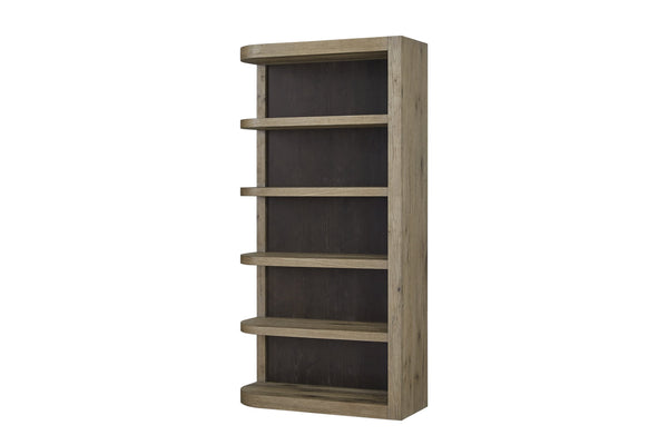 English Elm Reversible Etagere in English Knotty Oak Veneer — Solid Wood/MDF, Reversible Shelving, Sculptural Rounded Fronts B2699P401365