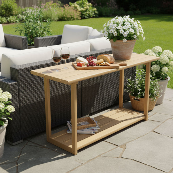 English Elm Christopher Knight Home® - Woodside Light Teak Rectangular Outdoor Buffet & Console Table – Acacia Wood, 300lb Capacity, Sleek Design N775P361821L