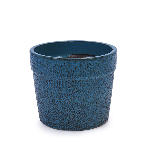 English Elm 3 Pieces Ceramic Flowerpot Set - Handcrafted Antique Blue Planters For Indoor & Outdoor Decor W3273P321470