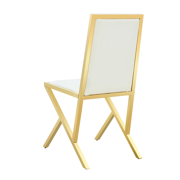 English Elm Table Set Oval Tempered Glass Top Gold Column Base with Eight Pu Leather Dining Chairs Transparent,White+Gold W1151S04774