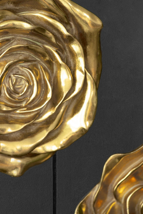 English Elm S/2 Gold Rose Wall Accents - Elegant Floral Decor For Modern Interiors, Timeless Botanical Accent Pieces W2078P223156-GIGA