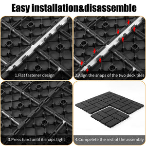 English Elm Plastic Interlocking Patio Tiles Waterproof Pp Grid 44 Pack Outdoor Pool Deck W3022P251844