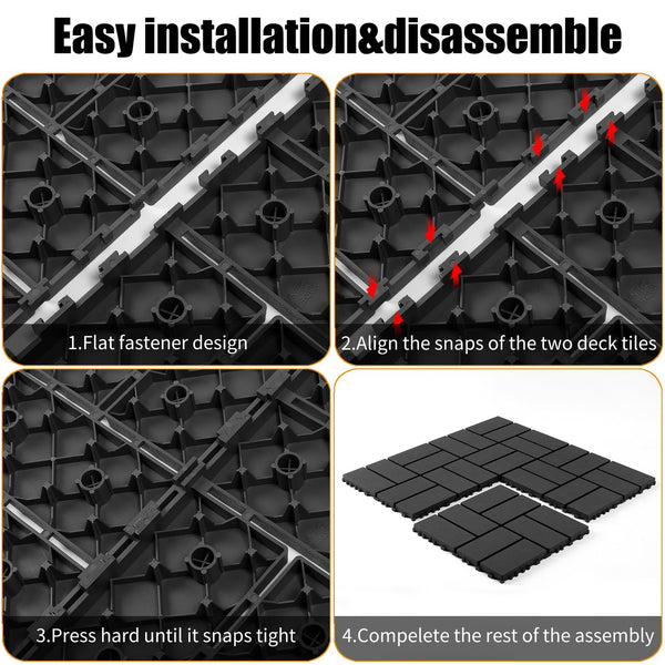 English Elm Plastic Interlocking Patio Tiles Waterproof Pp Grid 44 Pack Outdoor Pool Deck W3022P251844