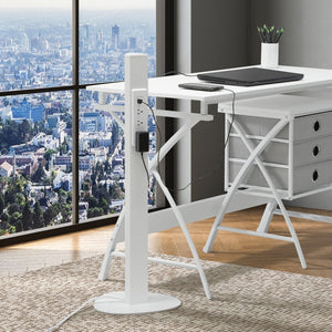 OSP Home Furnishings Power Anywhere Station Slim Metal Tower with 3 Ac Outlets and Usb Ports for Any Room White PAS311-36WH