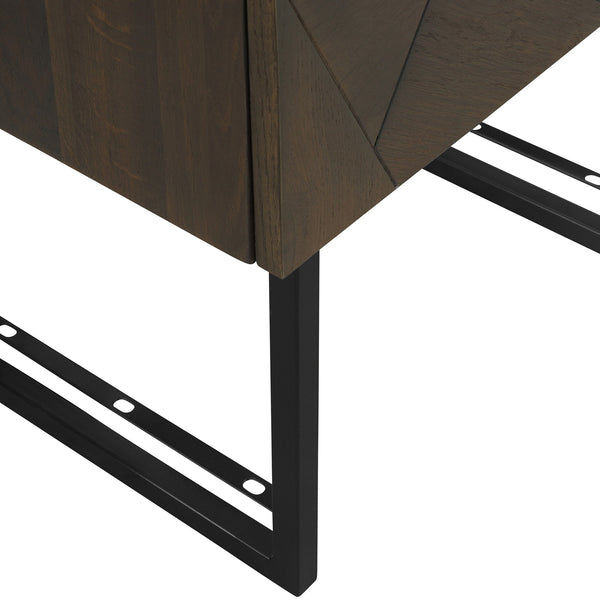 English Elm Marquis Oak Wood Single Drawer Nightstand with Black Metal Legs for Modern Bedroom B2736P464850